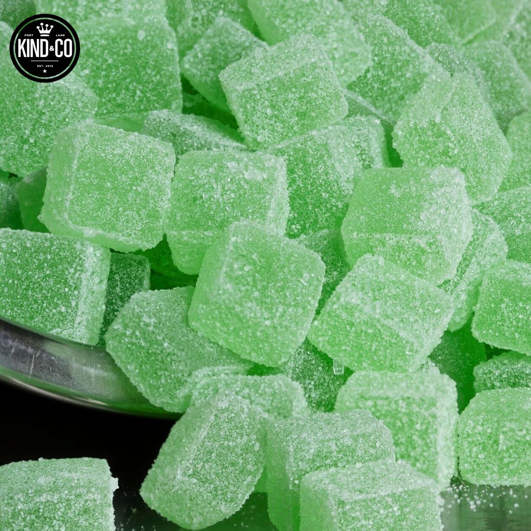 Green sugared gummies
